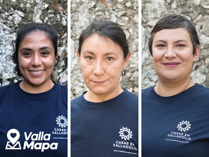 Casas en Valladolid and VallaMapa team members in branded shirts in Valladolid